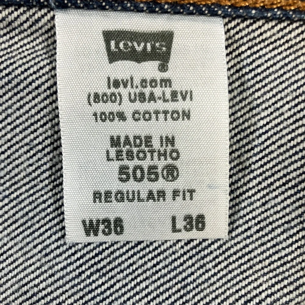Vintage Levi's 505 Jeans Mens 36x36 Dark Wash Blue Regular Fit Denim Y2K